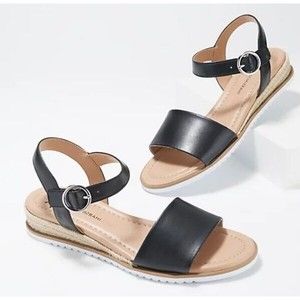 Isaac Mizrahi Sandals Cassidy Casual Wedge Size 6.5M Black Women Shoes NEW